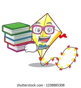 Student with book kite with on clouds shape character