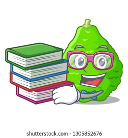 Student with book Lime kaffir is isolated with cartoons