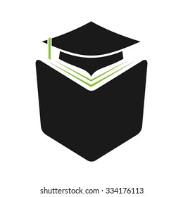 student book logo. graduation hat.