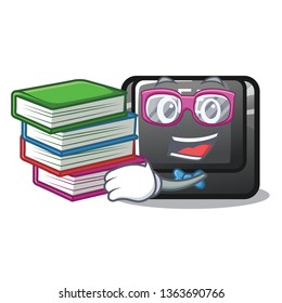 Student with book longest F5 button on cartoon keyboard