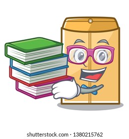 Student with book mailer envelope isolated in the cartoon