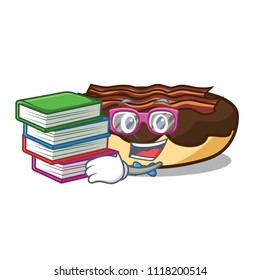 Student with book maple bacon bar mascot cartoon