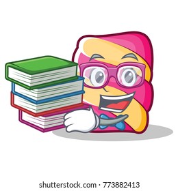 Student with book marshmallow character cartoon style