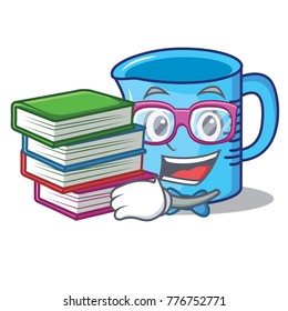 Student with book measuring cup character cartoon