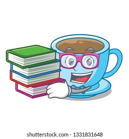 Student with book milk tea isolated with the mascot