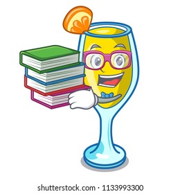 Student with book mimosa mascot cartoon style