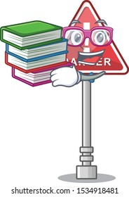 Student with book miniature danger in shape of mascot