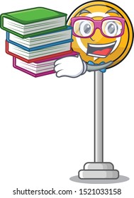 Student with book miniature roundabout ahead the mascot shape