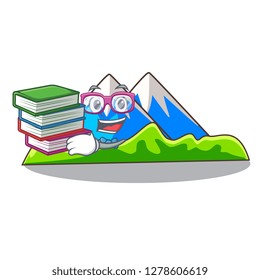 Student with book mountain cartoon images are very beautiful