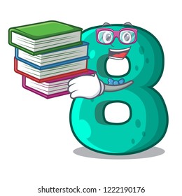 Student with book number eight volume logo the mascot