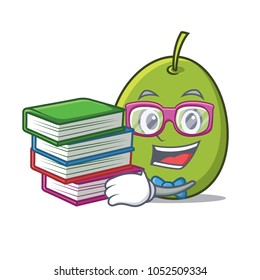 Student with book olive mascot cartoon style