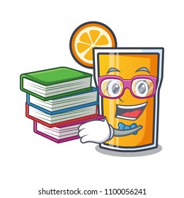 Student with book orange juice mascot cartoon