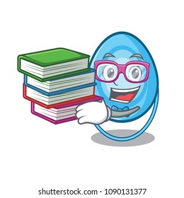 Student with book oxygen mask mascot cartoon