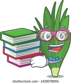 Student with book pandan leaves in the basket cahracter