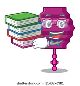 Student with book paper lantern mascot cartoon