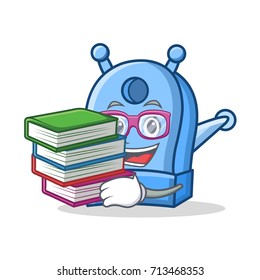 Student with book pencil sharpener character cartoon