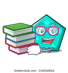 Student with book pentagon mascot cartoon style