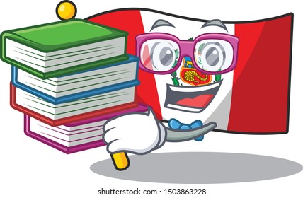 Student with book peru flag stored in character drawer