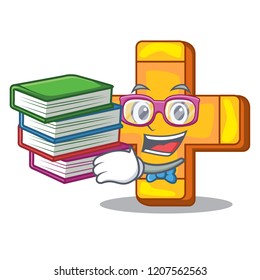 Student with book plus sign isolated on the mascot