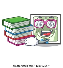 Student with book power socket isolated with in mascot