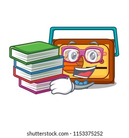 Student with book radio mascot cartoon style
