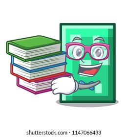 Student with book rectangle mascot cartoon style
