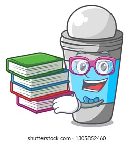 Student with book roll on deodorant isolated with cartoon