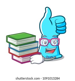 Student with book rubber gloves mascot cartoon