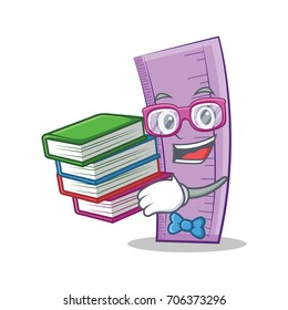 Student with book ruler character cartoon style