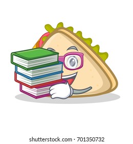 Student with book sandwich character cartoon style