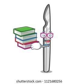 Student with book scalpel mascot cartoon style