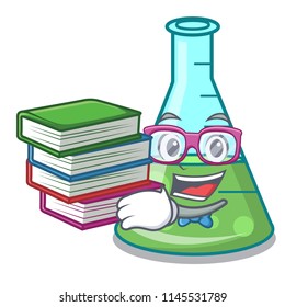 Student with book science beaker mascot cartoon