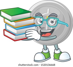 Student with book silver coin cartoon character with mascot