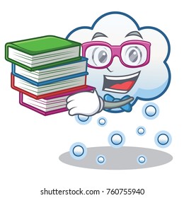 Student with book snow cloud character cartoon vector illustration