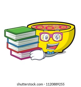 Student with book soup union mascot cartoon