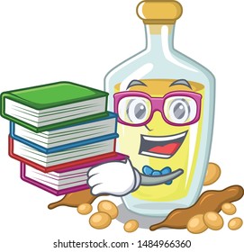 Student with book soybean oil with the character shape