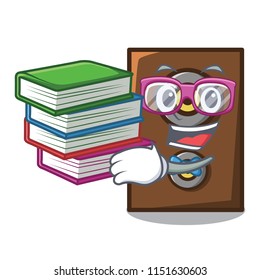 Student with book speaker mascot cartoon style