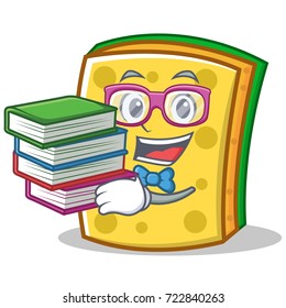 Student with book sponge cartoon character funny
