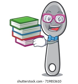 Student with book spoon character cartoon style