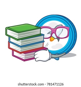 Student with book stellar coin character cartoon