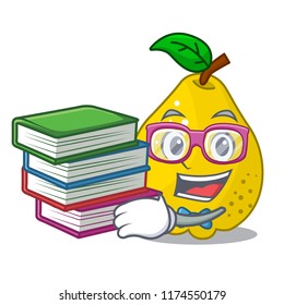 Student with book sweet quince isolated on mascot cartoon