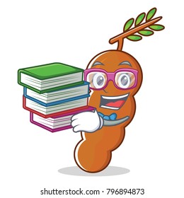 Student with book tamarind mascot cartoon style