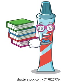 Student with book toothpaste character cartoon style