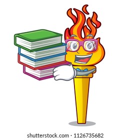 Student with book torch mascot cartoon style