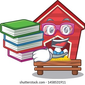 Student With Book Toy Chicken Coop In Cartoon Table