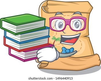 Student with book treasure map isolated with the cartoon