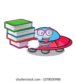 Student with book ufo mascot cartoon style