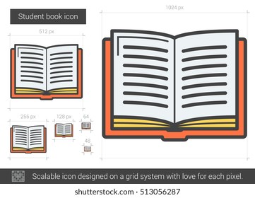 Student Buch Vektorgrafik Symbol einzeln auf weißem Hintergrund. Studierendenbuchsymbol für Infografik, Website oder App. Skalierbares Symbol, das auf einem Gittersystem entworfen wurde.
