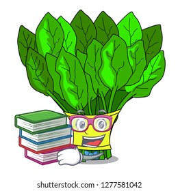 Student with book vegetables spinach isolated on the mascot