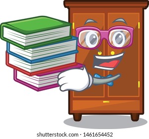 Student with book wardrobe next to the cartoon chair